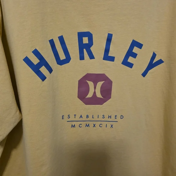 Hurley Mustard Yellow Blue Red Top Size XL - Picture 2 of 7